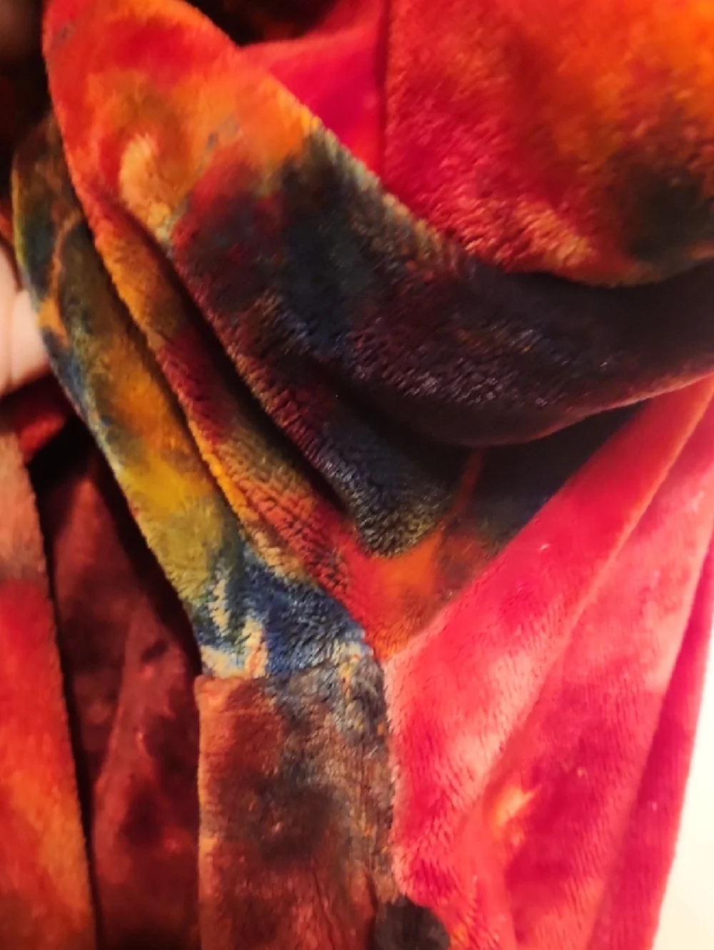 🔥Plush Hooded Tie-Dye Robe - Red Multi - Picture 6 of 7